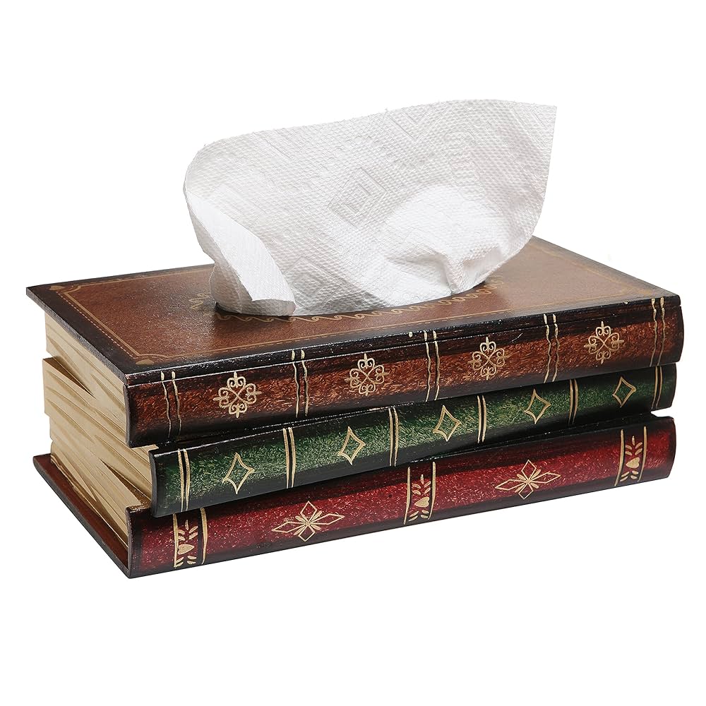 Amazon.com: MyGift Tissue Box Holder, Vintage Stacked Books